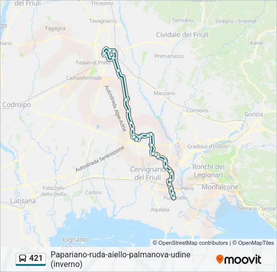 421 Bus Line Map