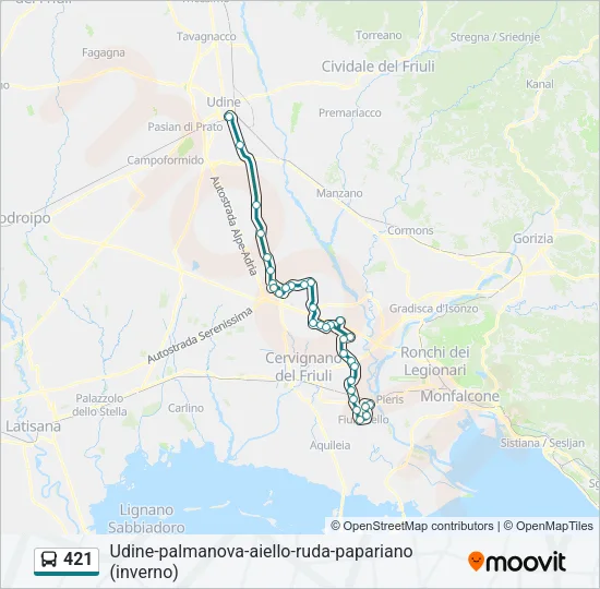 421 Bus Line Map