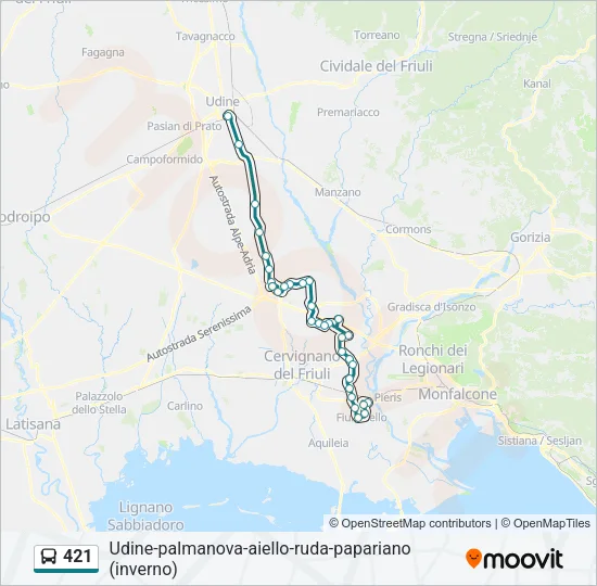 421 Bus Line Map