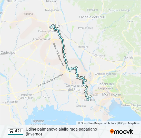421 Bus Line Map