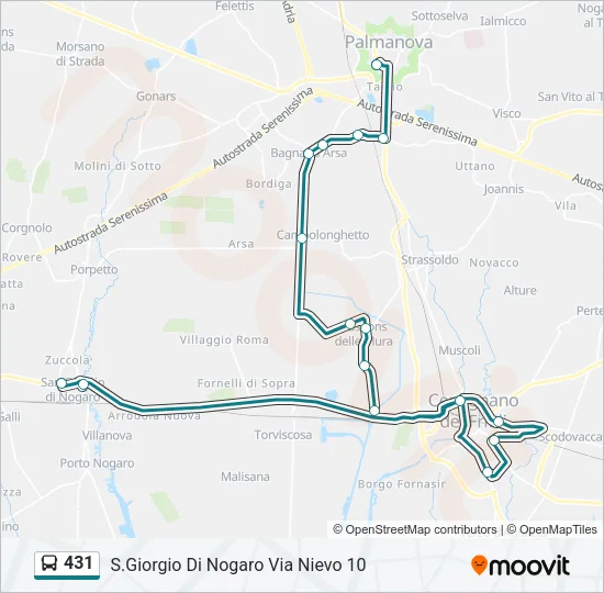 431 Bus Line Map