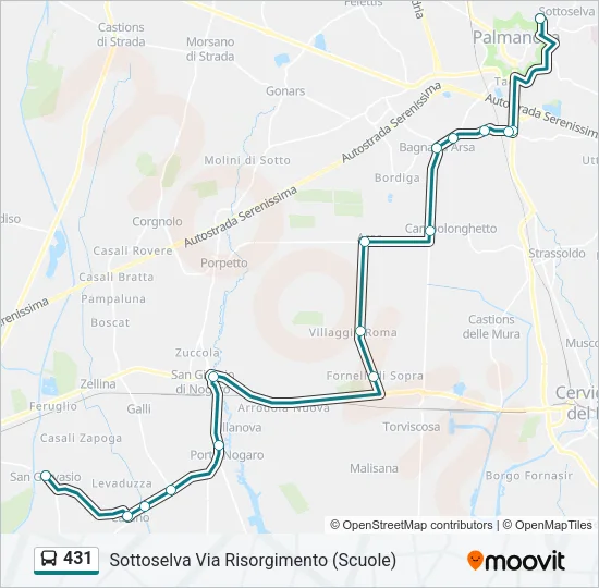 431 Bus Line Map