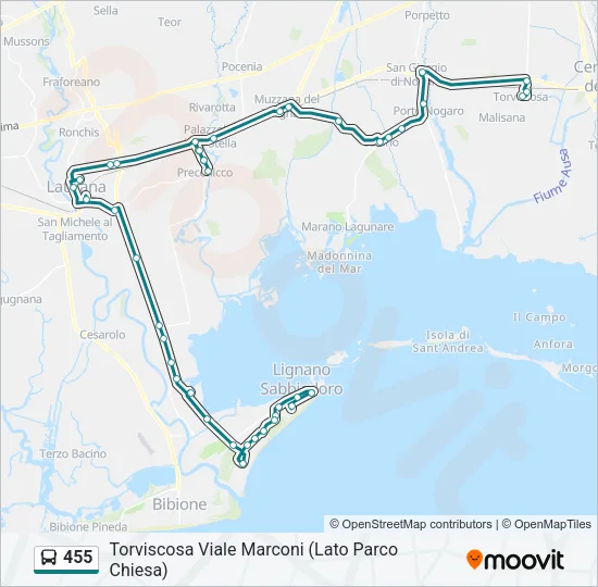 455 Bus Line Map