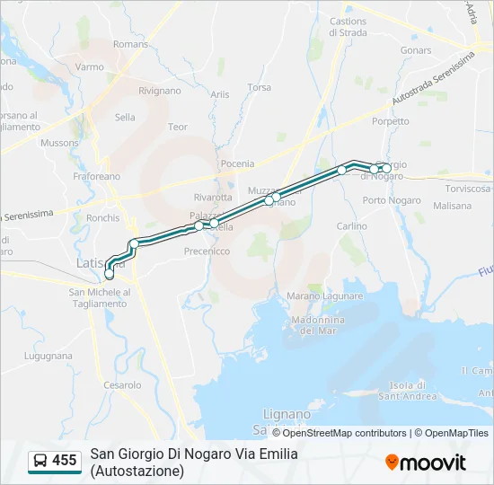 455 Bus Line Map