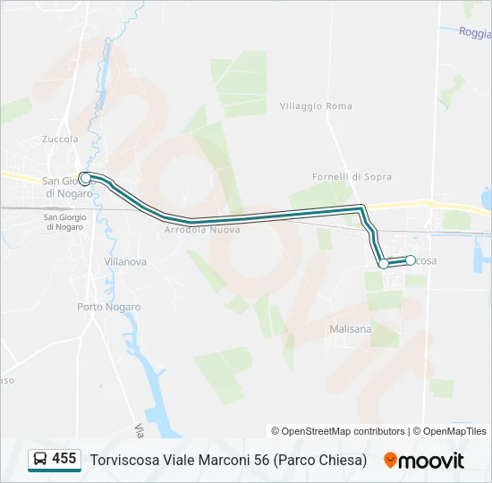 455 Bus Line Map