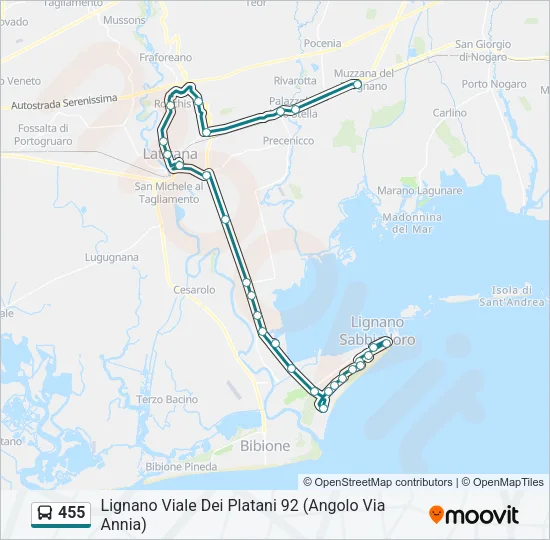 455 Bus Line Map