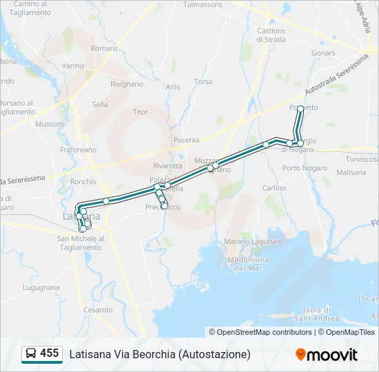 455 Bus Line Map