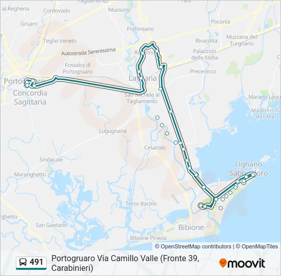 491 Bus Line Map