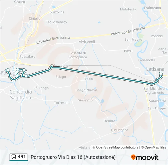 491 Bus Line Map