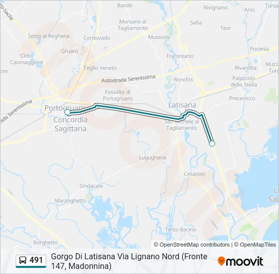 491 Bus Line Map