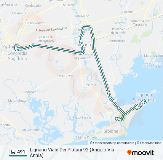 491 Bus Line Map
