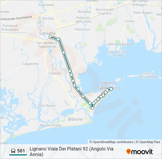 501 Bus Line Map