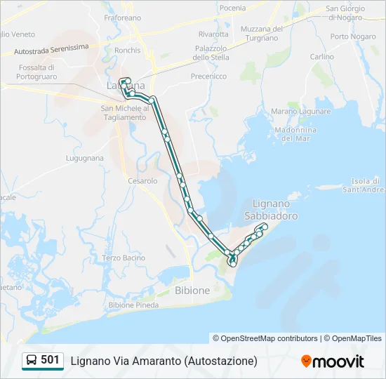 501 Bus Line Map