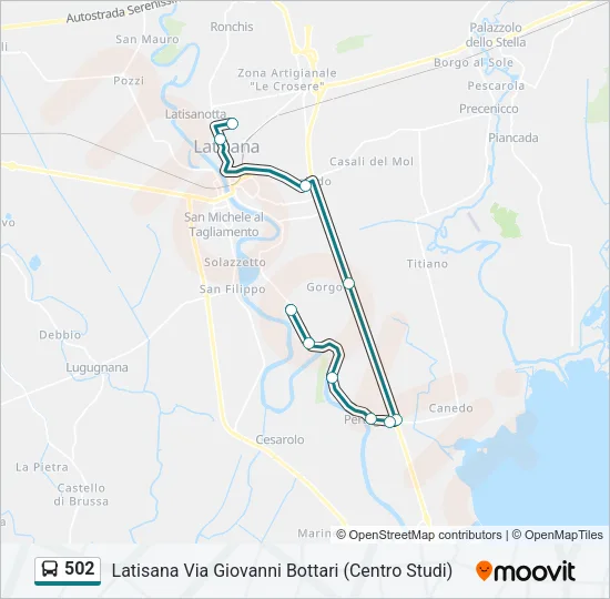 502 Bus Line Map