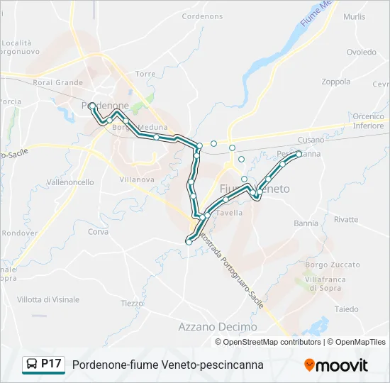 Percorso linea bus P17