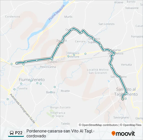 P22 Bus Line Map