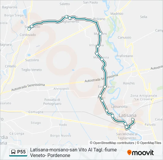 P55 Bus Line Map