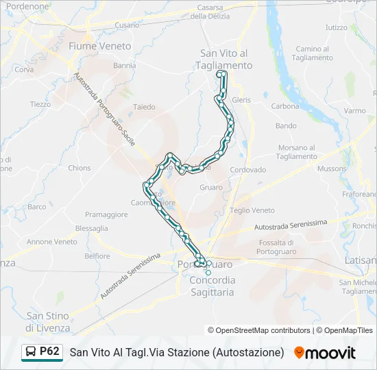 P62 Bus Line Map