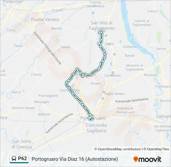 P62 Bus Line Map