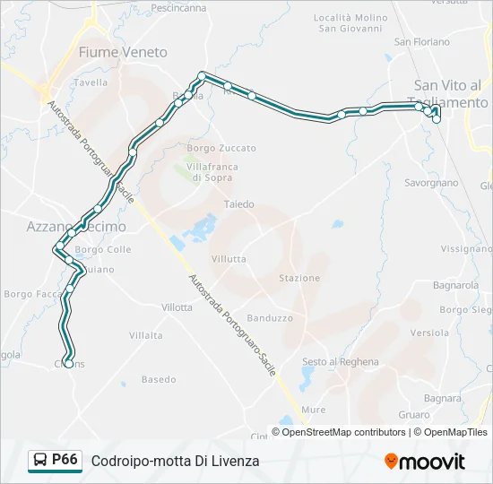 Percorso linea bus P66