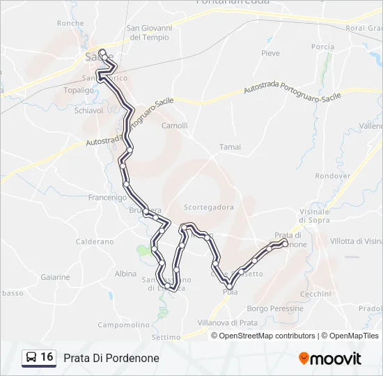 16 Bus Line Map