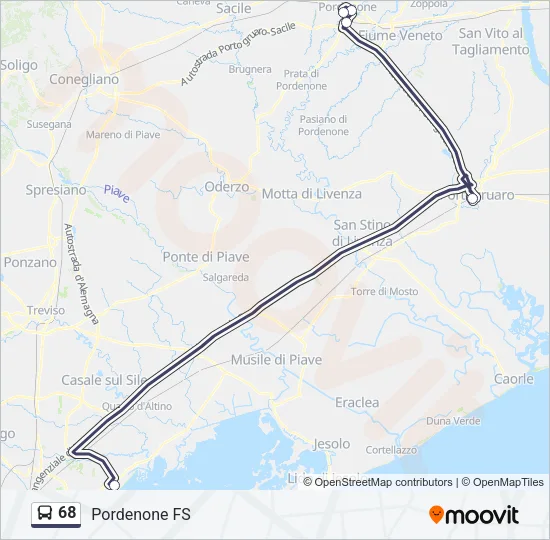 68 Bus Line Map
