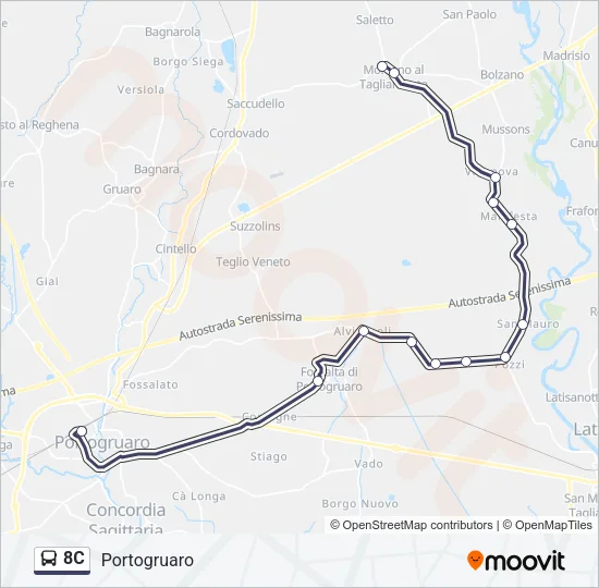 8C Bus Line Map