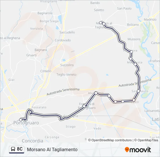 8C Bus Line Map