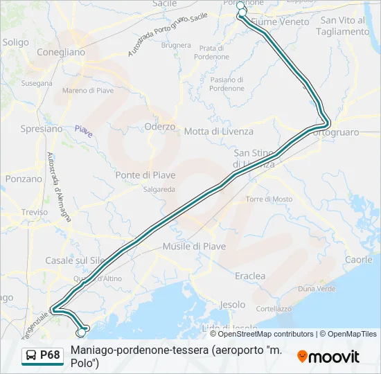 P68 Bus Line Map