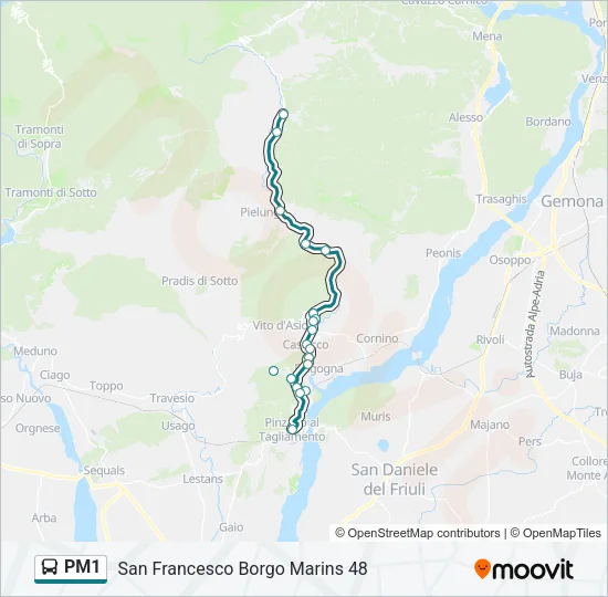 PM1 Bus Line Map