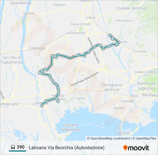 390 Bus Line Map