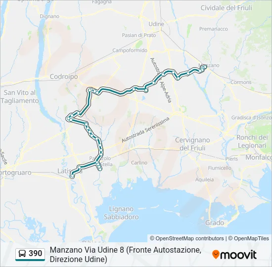 390 Bus Line Map