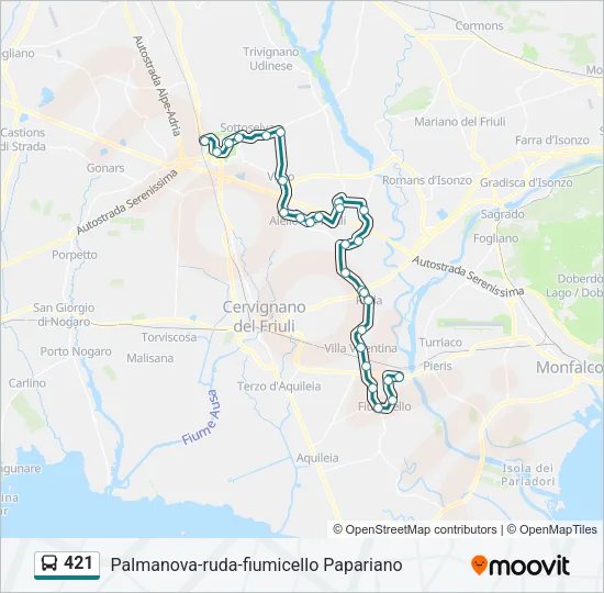 421 Bus Line Map