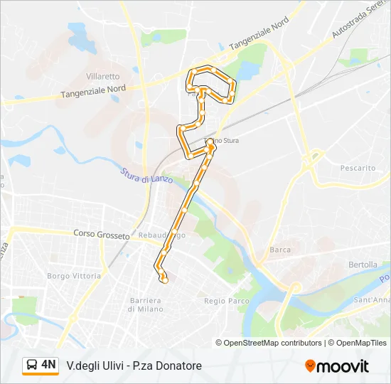 Percorso linea bus 4N
