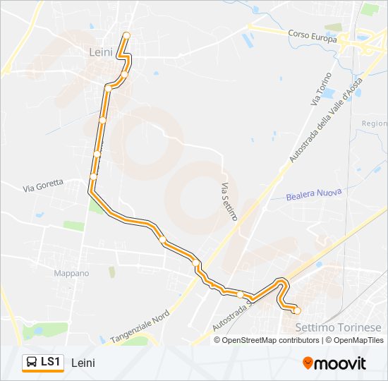Percorso linea bus LS1