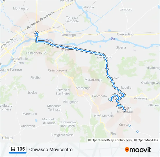 105 Bus Line Map