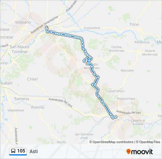 105 Bus Line Map