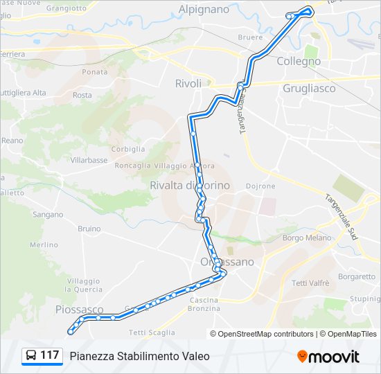 Percorso linea bus 117