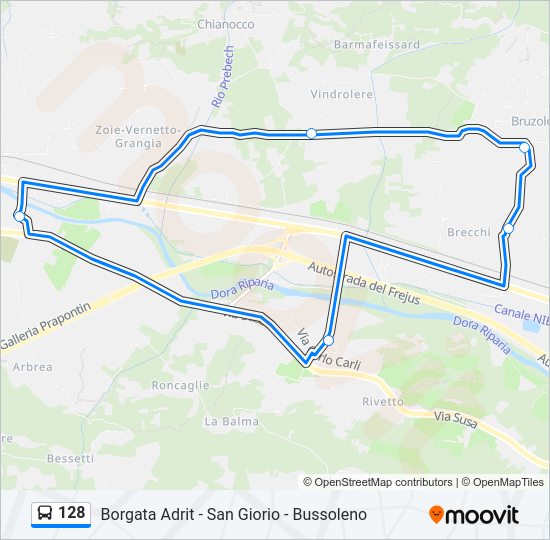 Percorso linea bus 128