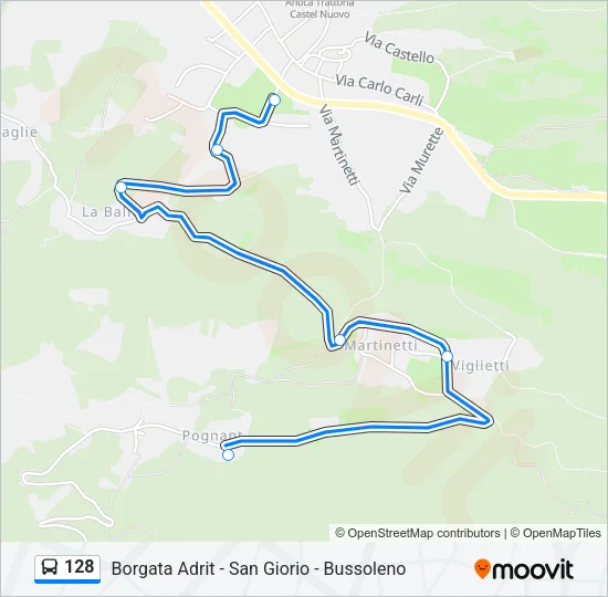128 Bus Line Map