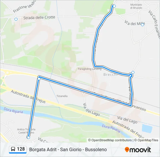 Percorso linea bus 128