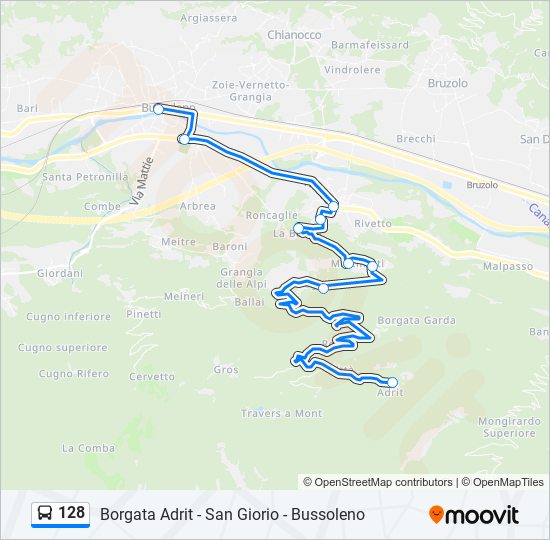 128 Bus Line Map