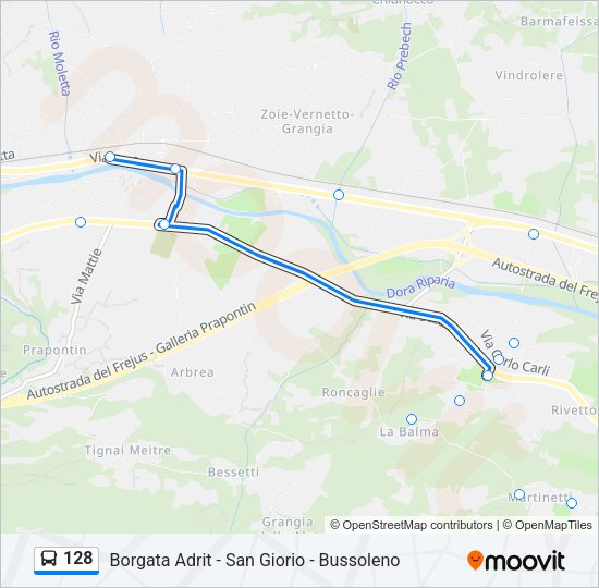 Percorso linea bus 128