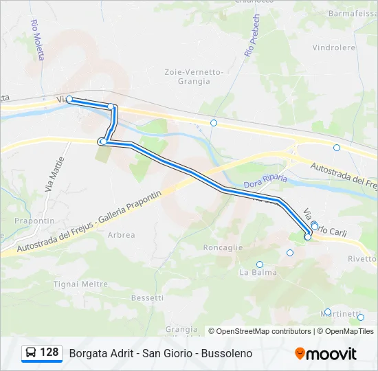 128 Bus Line Map