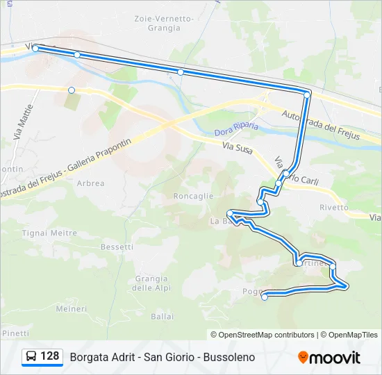 Percorso linea bus 128