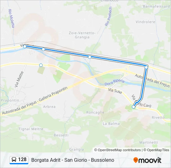 Percorso linea bus 128