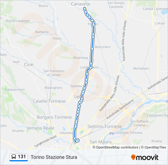 Percorso linea bus 131
