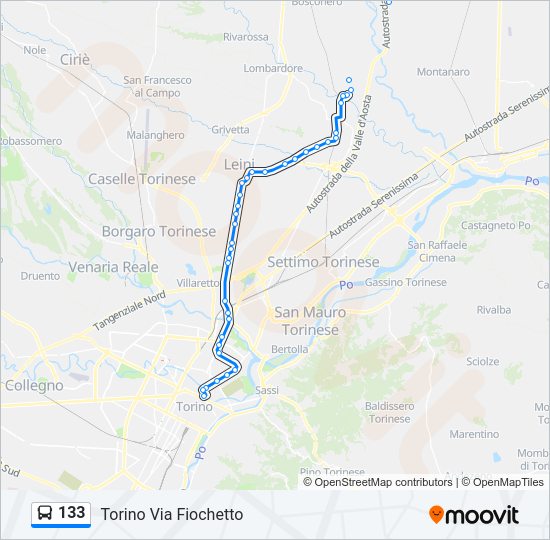 Percorso linea bus 133