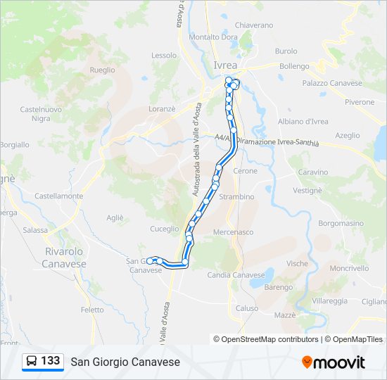 Percorso linea bus 133