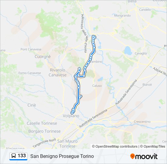 Percorso linea bus 133